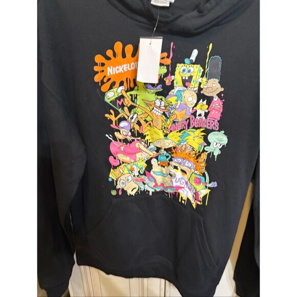Nickelodeon Men's Mash-up Graphic Pullover Hoodie Sweatshirt Black Small NWT - Picture 7 of 7